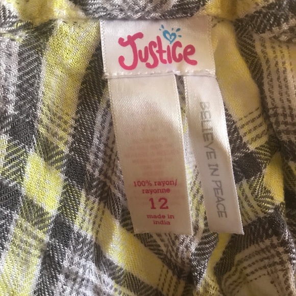 Justice Soft Yellow Button Down Flannel - Picture 4 of 4